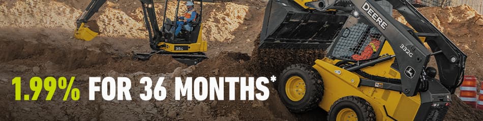 1.99% Financing for 36 Months on John Deere Compact Construction Equipment
