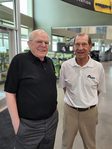 Ron Offutt (l), RDO founder and Chairman Emertus and Dan Schultz at Dan's 50 years of service celebration in Moorhead in August.