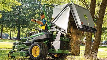 John Deere ZTrak Commercial mower with materials collection system