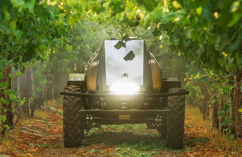 GUSS Autonomous Sprayer spraying crops