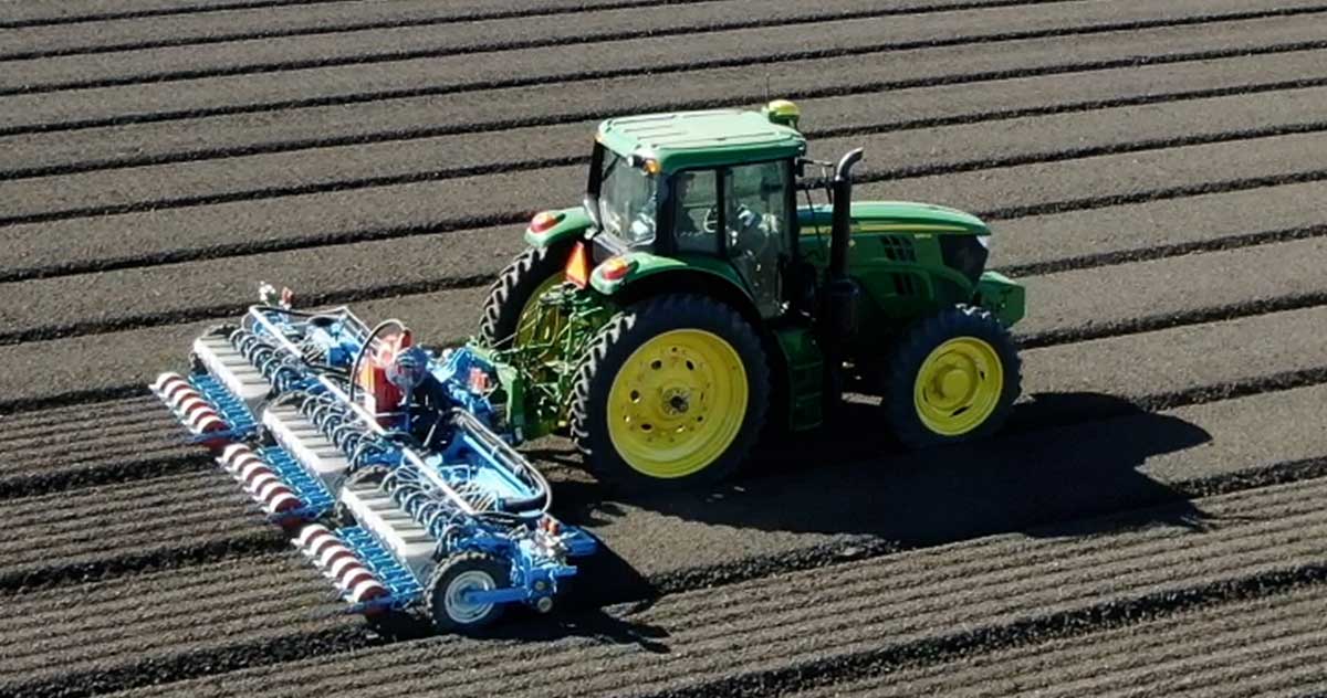 John Deere Tractor Planting With  Monosem Planter
