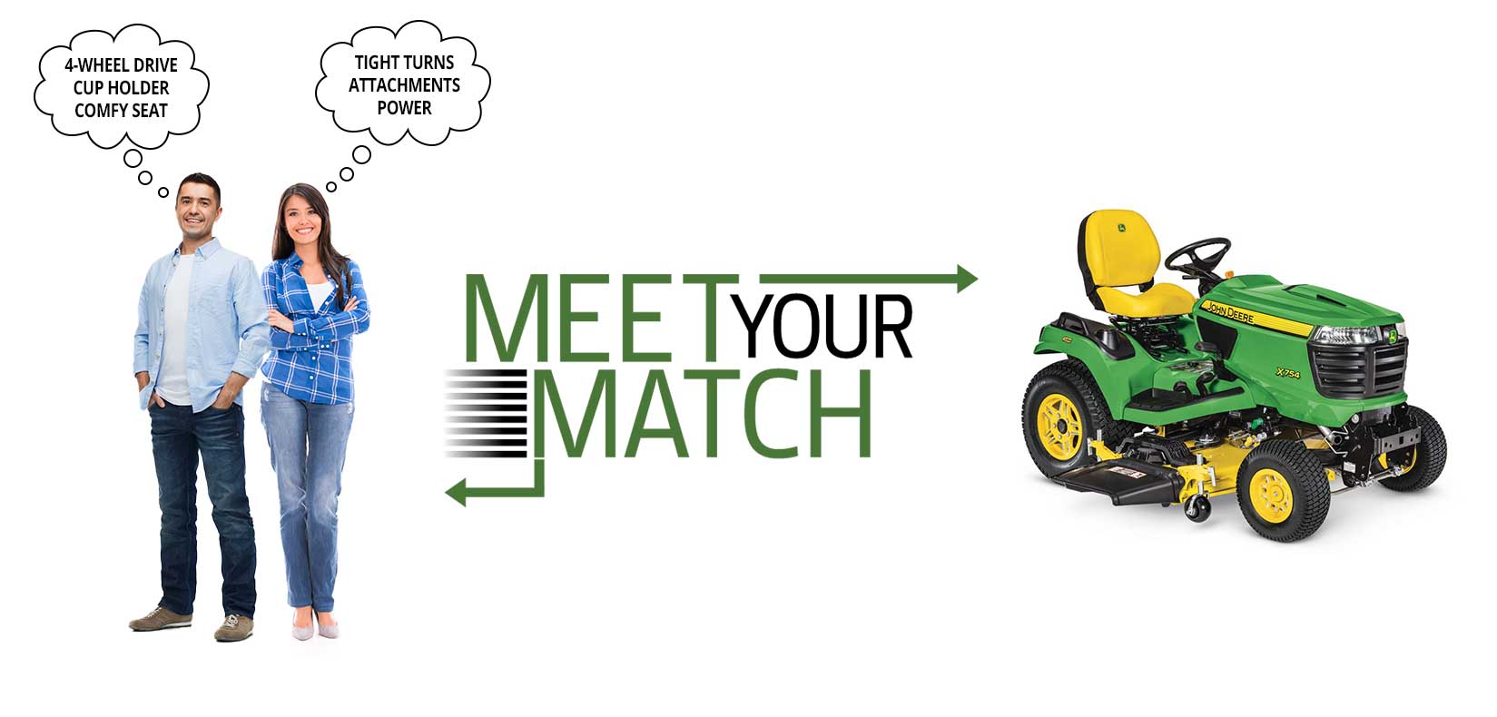 Meet Your Match - Find a John Deere Lawn Tractor to fit your needs;