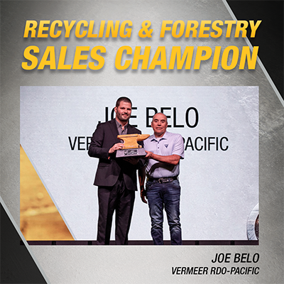 Vermeer Recycling and Forestry Sales Champion Joe Belo 
