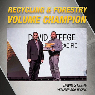 Vermeer Recycling and Forestry Volume Champion David Steege