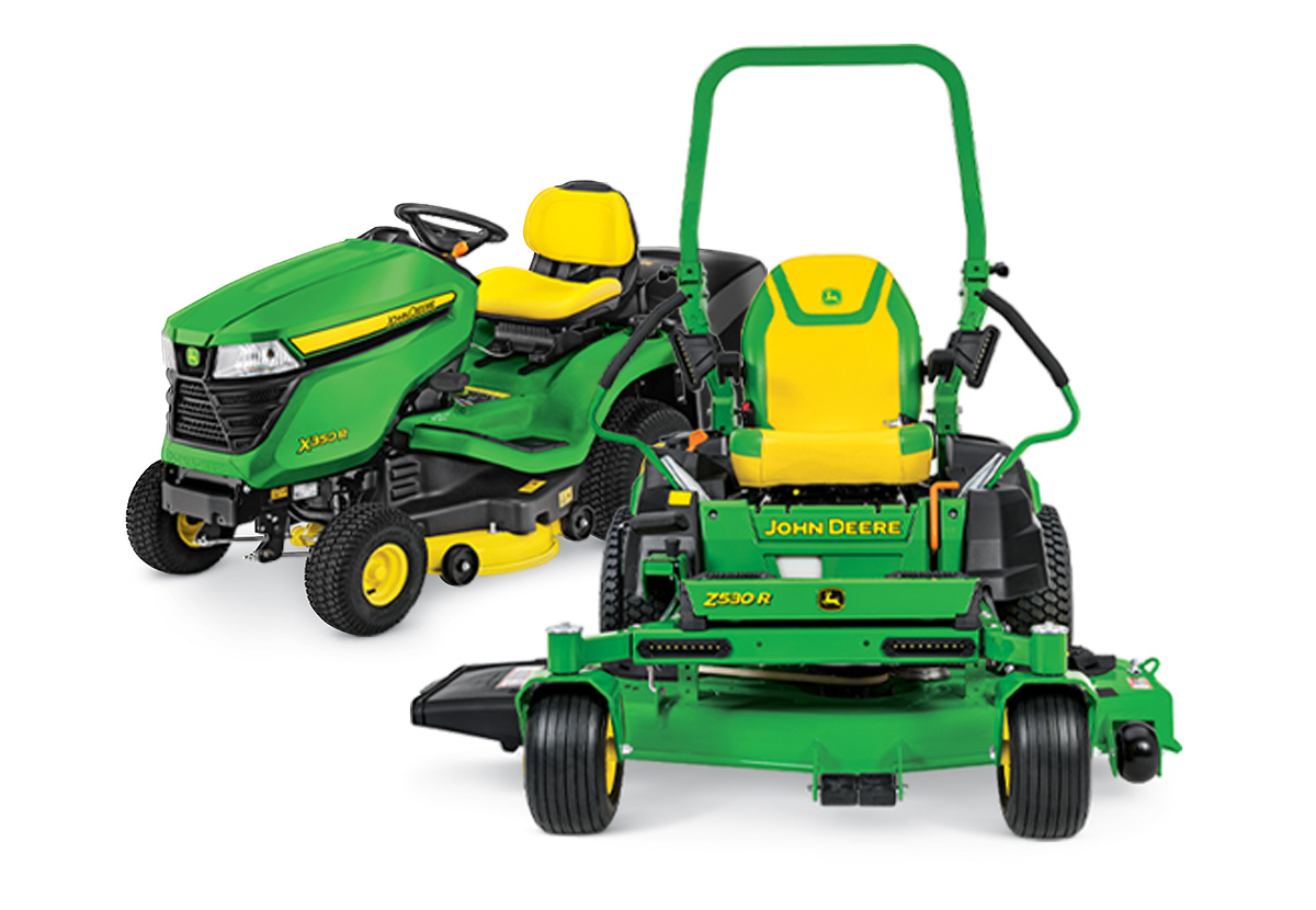 Riding Lawn Mower next to a Zero Turn Mower