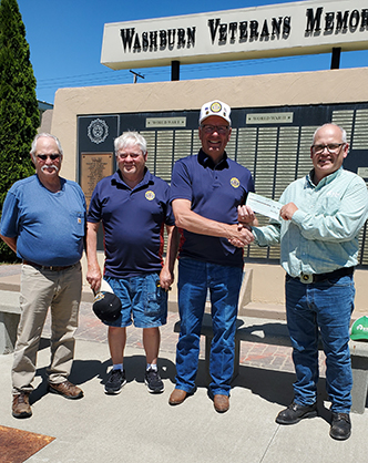Listed from left to right Newell Zeller, Darrell Hight, Dean Bergstedt, Victor B. Wallin Post Commander, and Patrick Frohlich.