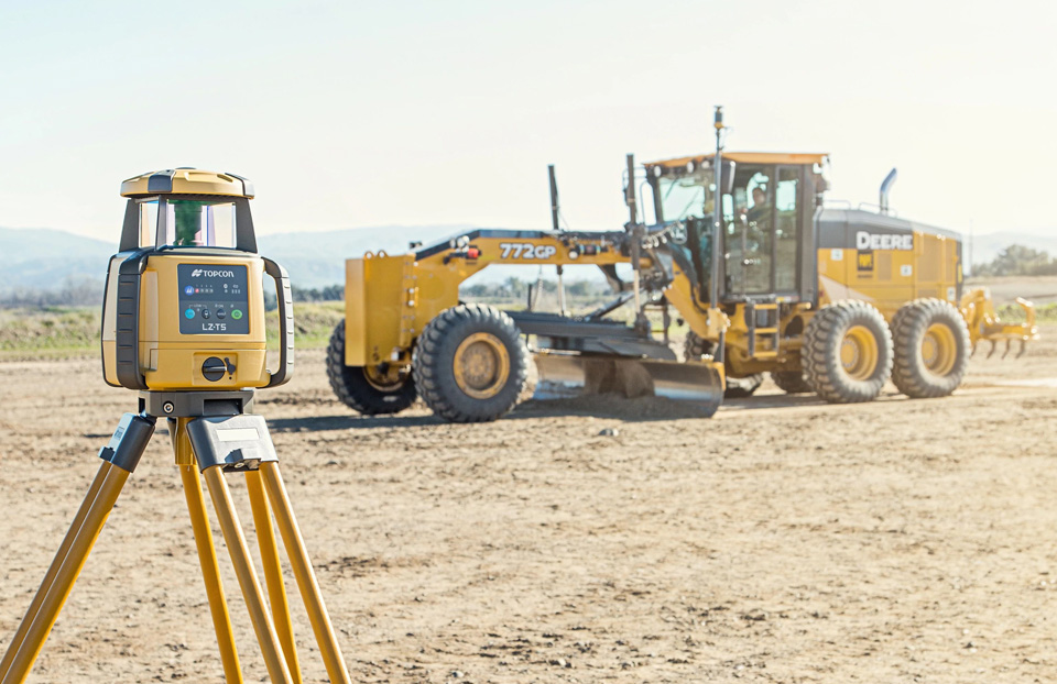 topcon technology and john deere grader
