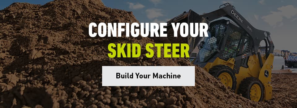 John Deere Skid Steer Working on Dirt Pile