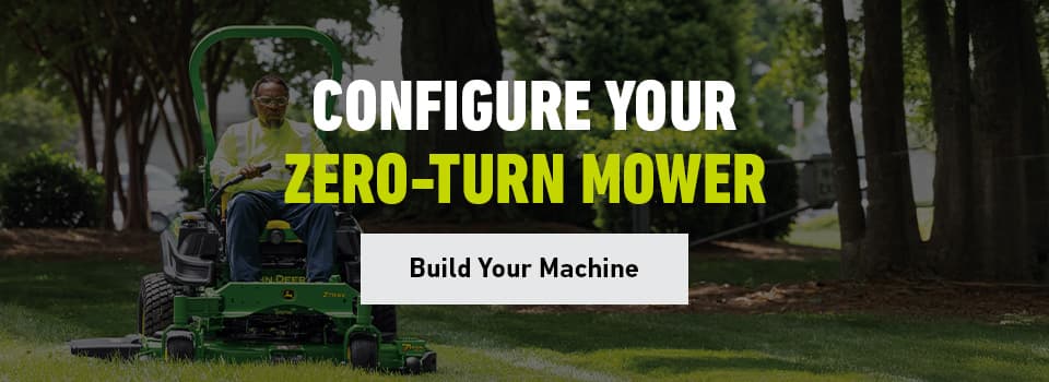 man driving zero turn mower