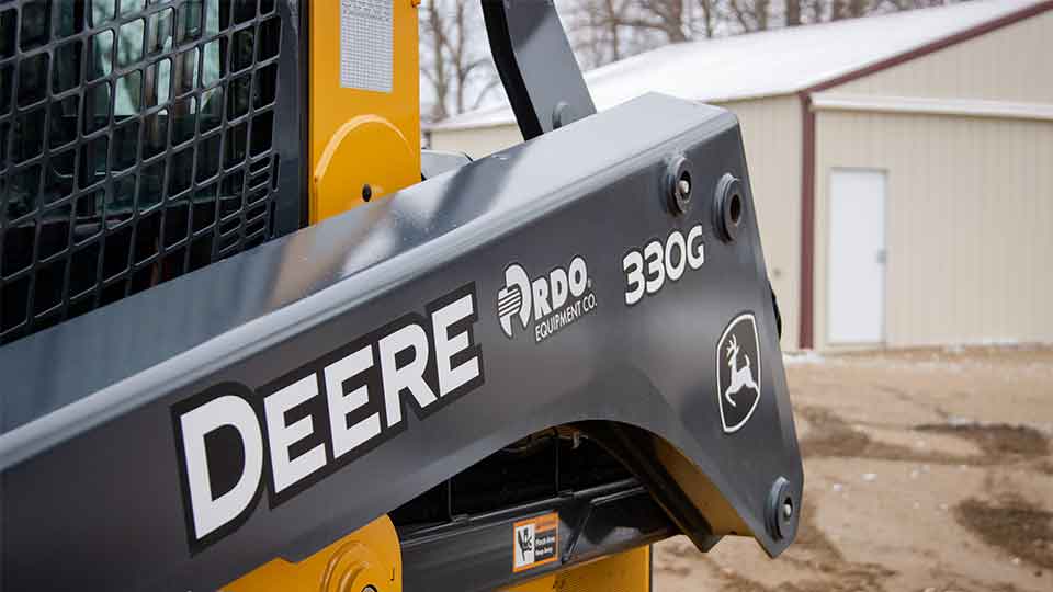 John Deere skid steer close up of 330G